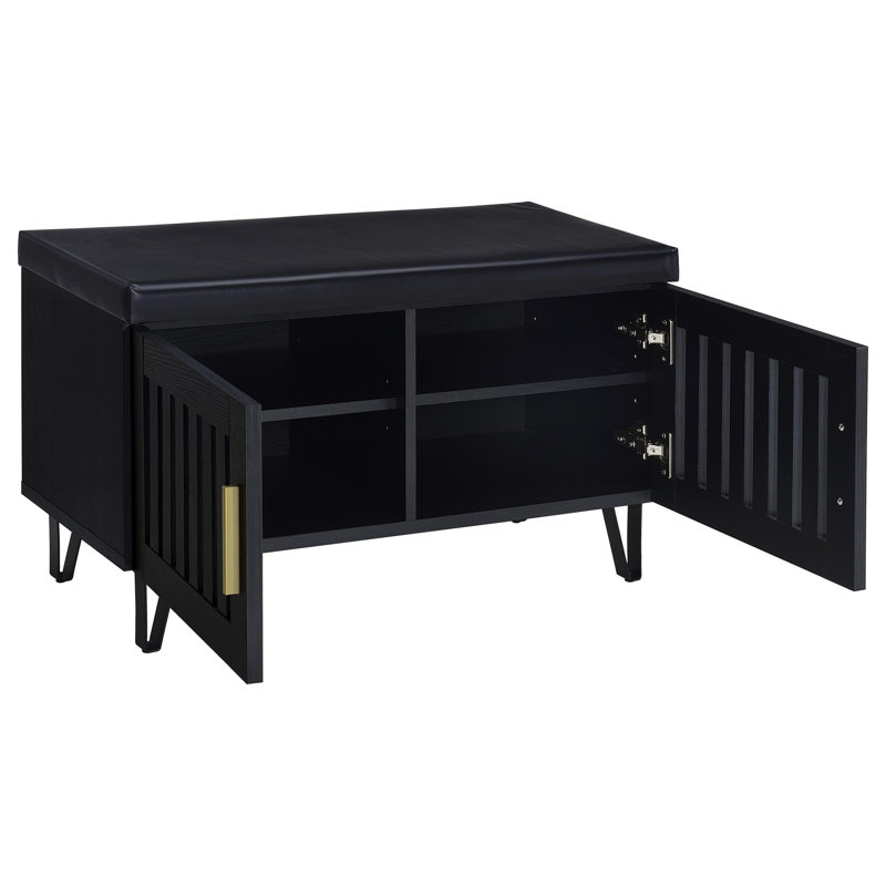Black 2-door Storage Bench, Black