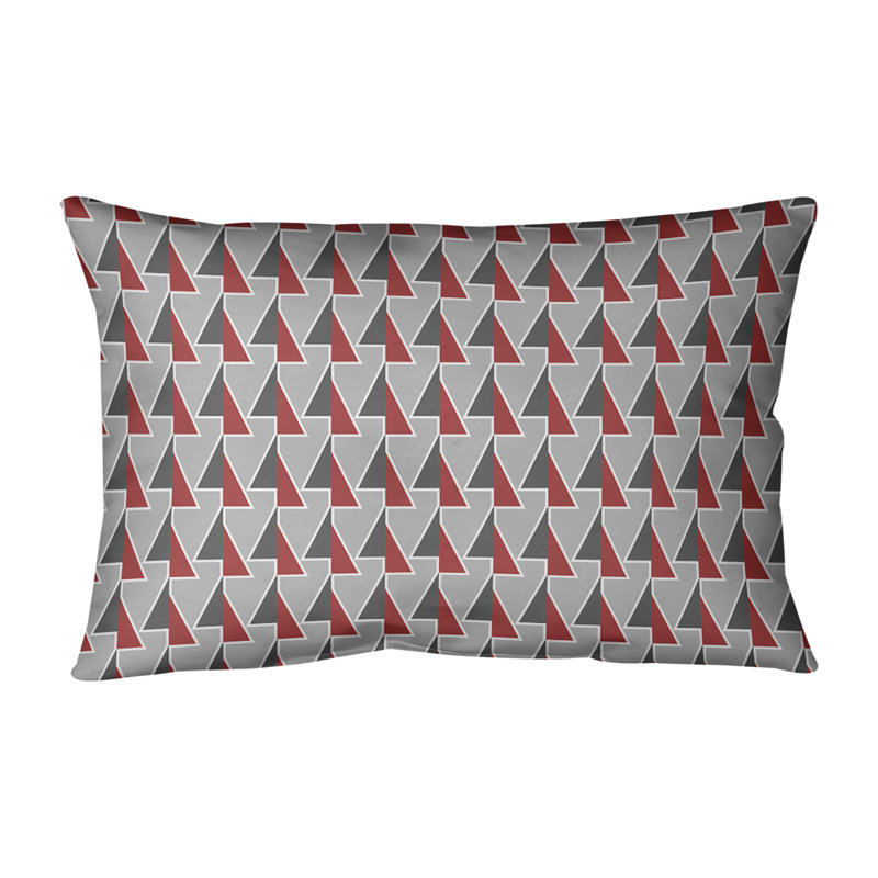 Coussin lombaire à motif de flèches changeées, H 14 po x l 20 po, Duvet / Plumes, Rouge