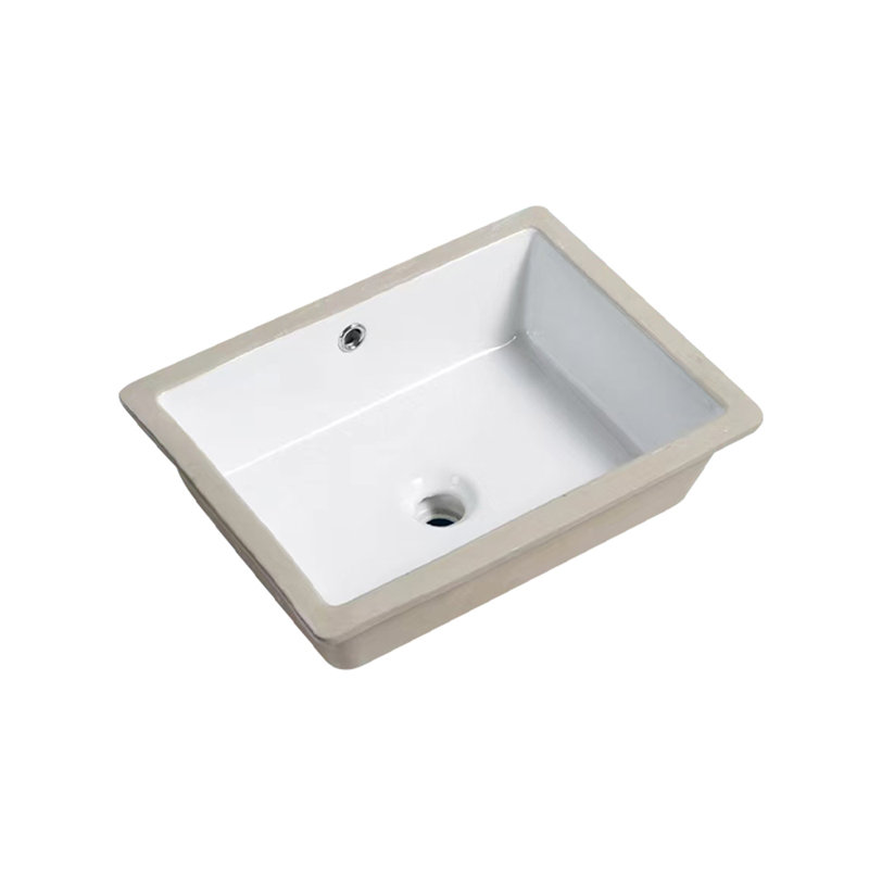 18,31 po Lavabo de salle de bain encastré rectangulaire en céramique blanc lait avec trop-plein