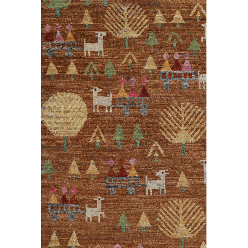 Burano Hand Knotted Wool Geometric Area Rug, Rectangle 4' x 5'