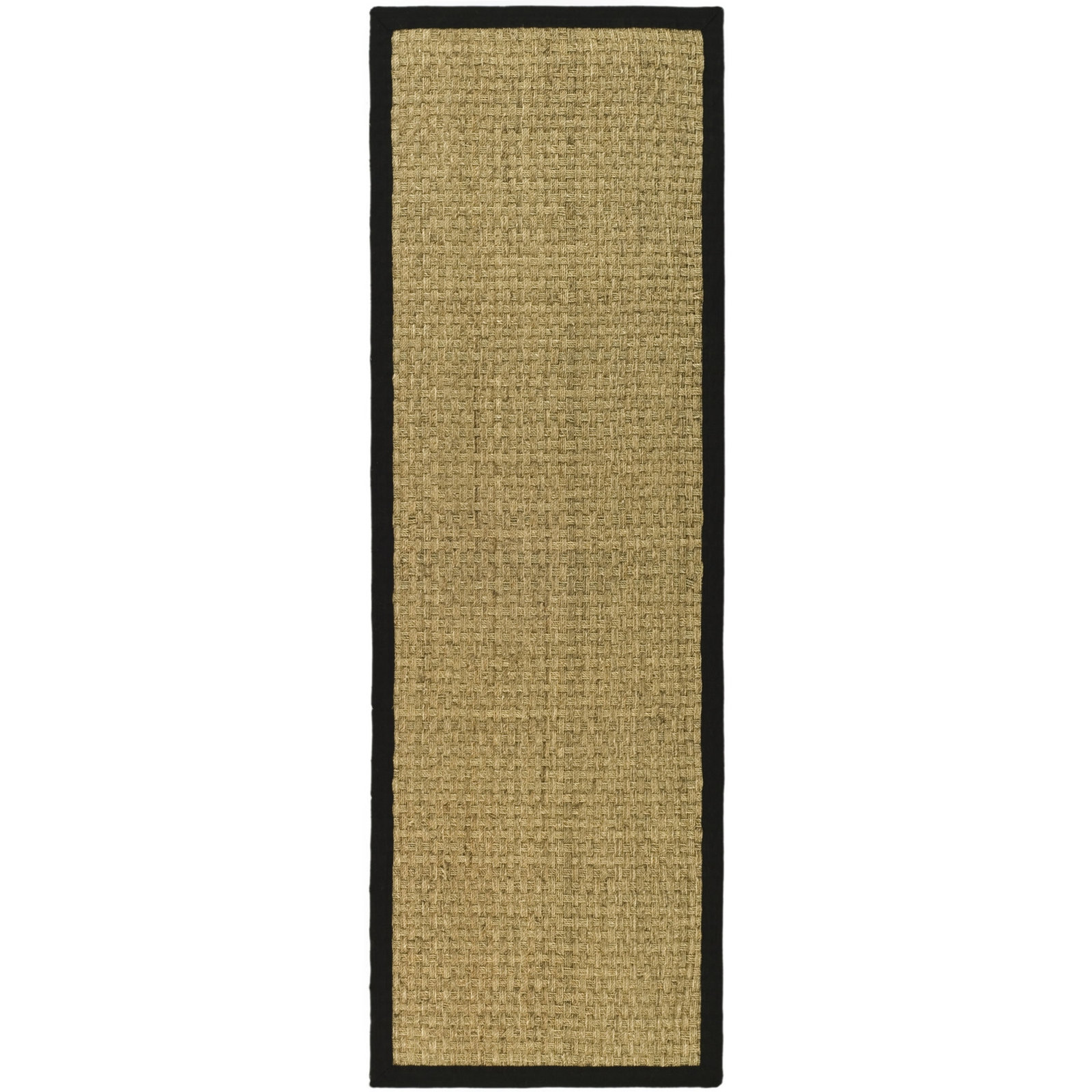 Natural Black Seagrass Rug, Runner 2'6" x 12'