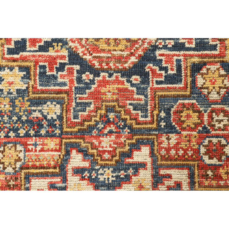 Burano Hand Knotted Geometric Area Rug, Rectangle 4' x 6'
