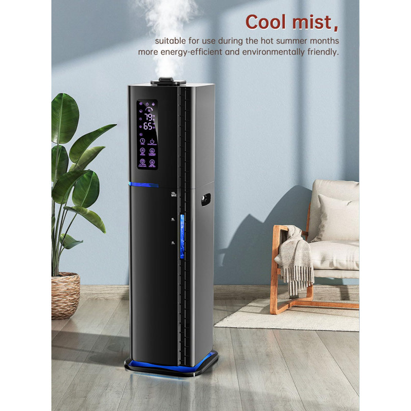 Black Dual Mist Humidifier with LED Control Panel and Remote