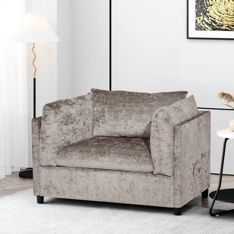 Fauteuil club Holasek, Polyester beige foncé