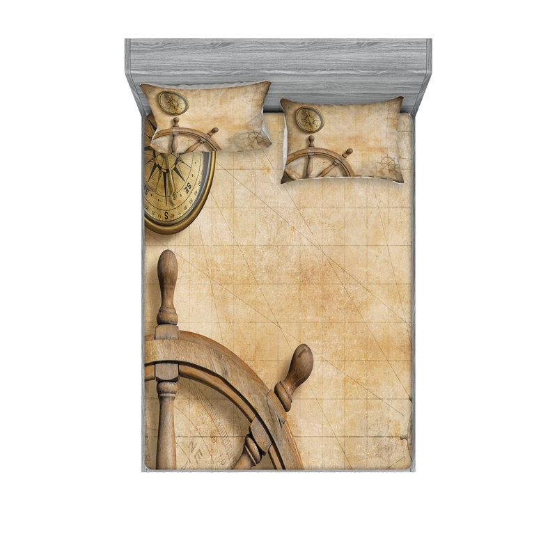 Drap-housse et coussin décoratif Ambesonne, beige, Ensemble de draps pour très grand lit californien