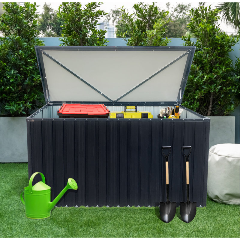 161 Gallons Weatherproof Storage Metal Lockable Patio Deck Box, 28.5" H x 67.9" W x 30.8" D