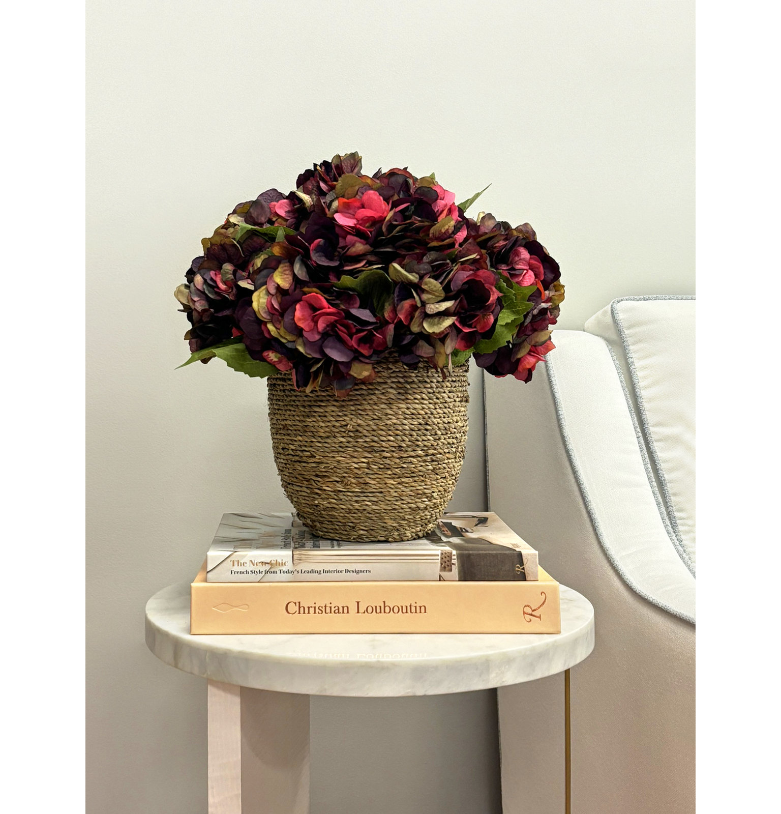 Carytown Hydrangea Floral Arrangement, Burgundy/Red