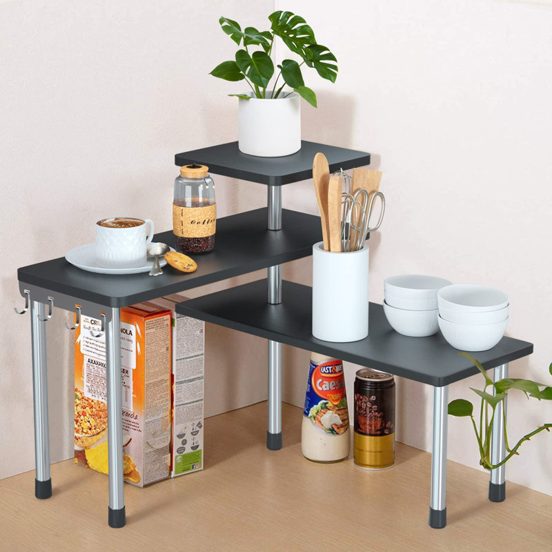 Laceyville Spice Rack with Adjustable Racks, Black