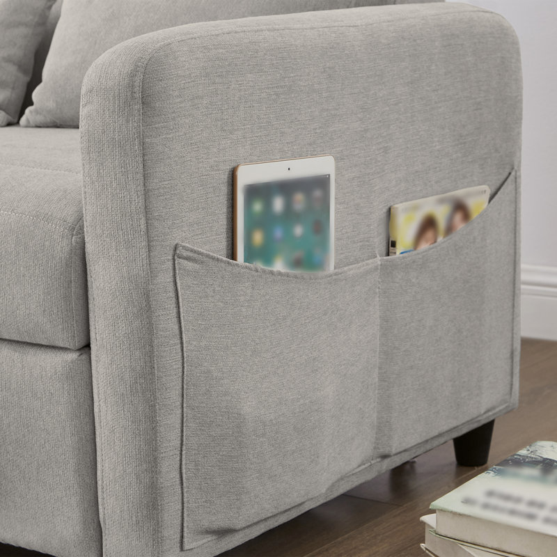 2 Seater Linen Sofa Bed, Light Grey Linen