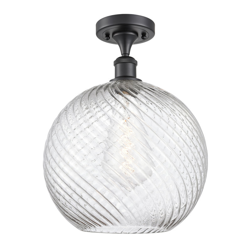 Plafonnier semi-encastré 1 lumière Campion 12 ", Noir mat, Ampoule non incluse