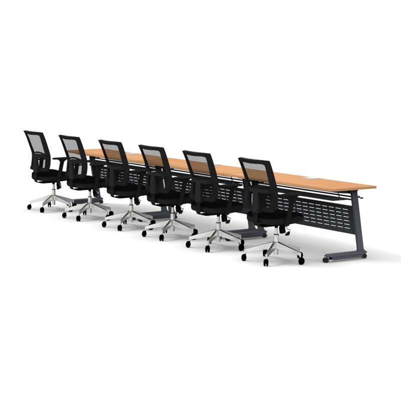 Rectangle 6 Person Flip Top 72'' L Modular Training Table and Chair Set with Casters and Modesty Panel and Cable Management