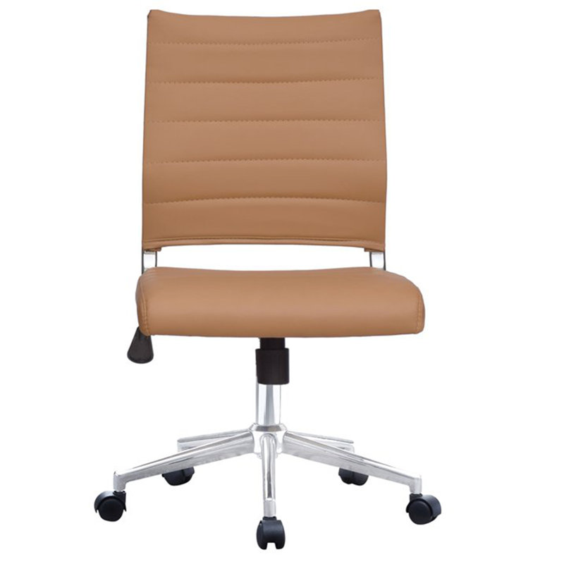 Aftandil Mid Back Conference Chair - PU Leather Office Desk Chair with Ribbed Design, Adjustable Height & Swivel for Meeting Rooms or Home Office