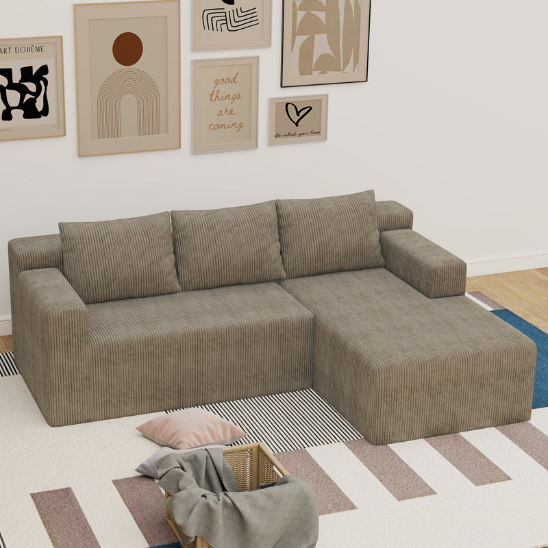 Boneless 87" Modular Sectional Sofa, L-Shape Cloud Sectional Couch, Cozy Boneless Couches For Living Room (Dark Grey, Left Facing Chaise)