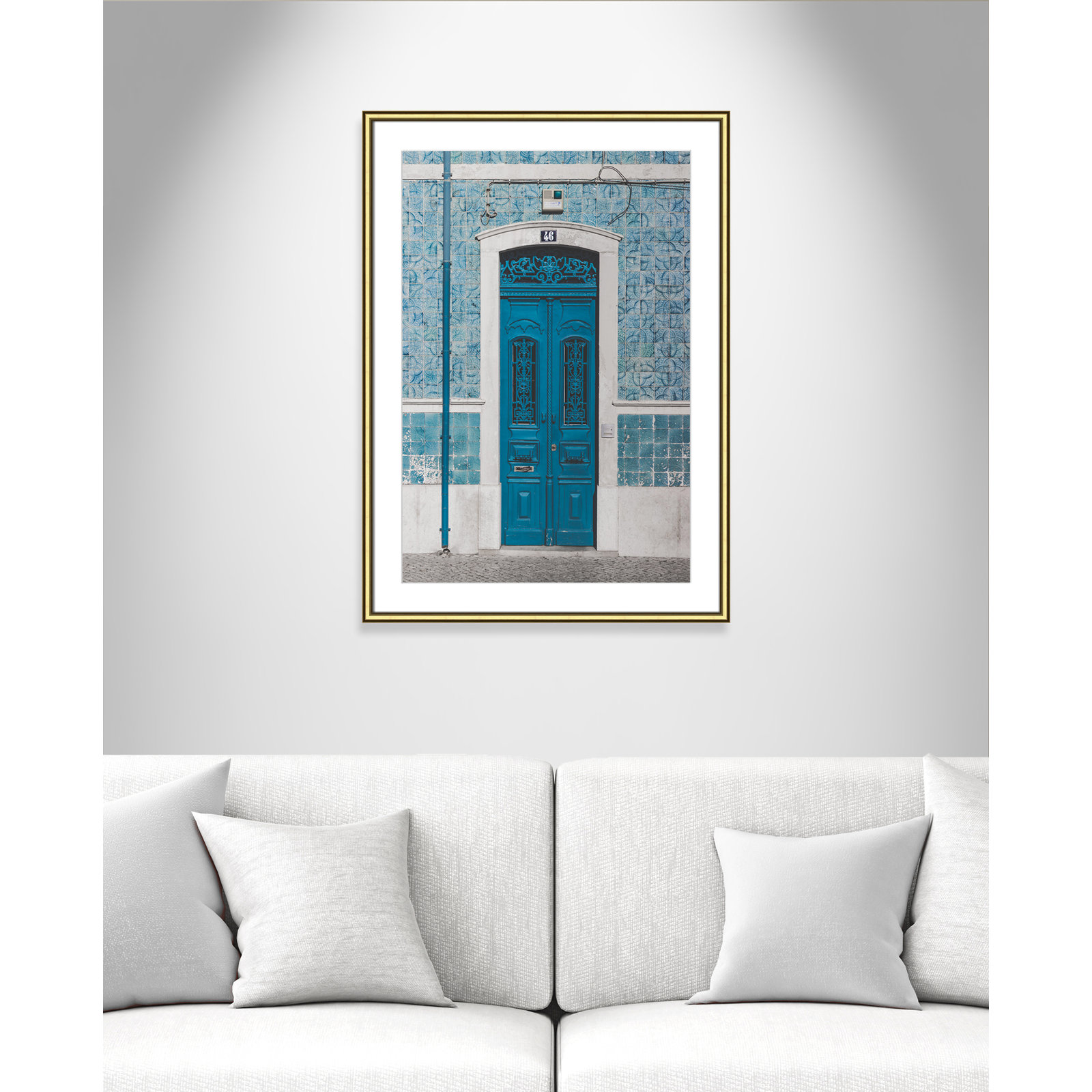 Blue Door Of Caldas De Rainha, Portugual by Catarina Carvalho, Gold, 36.75" H x 26.75" W x 0.88" D