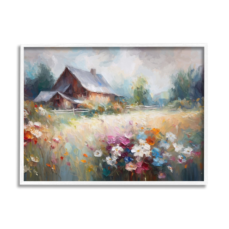 Grey Rustic Countryside by Ramona Murdock Single Picture Frame Print on Canvas, 16" H x 20" W, White Frame