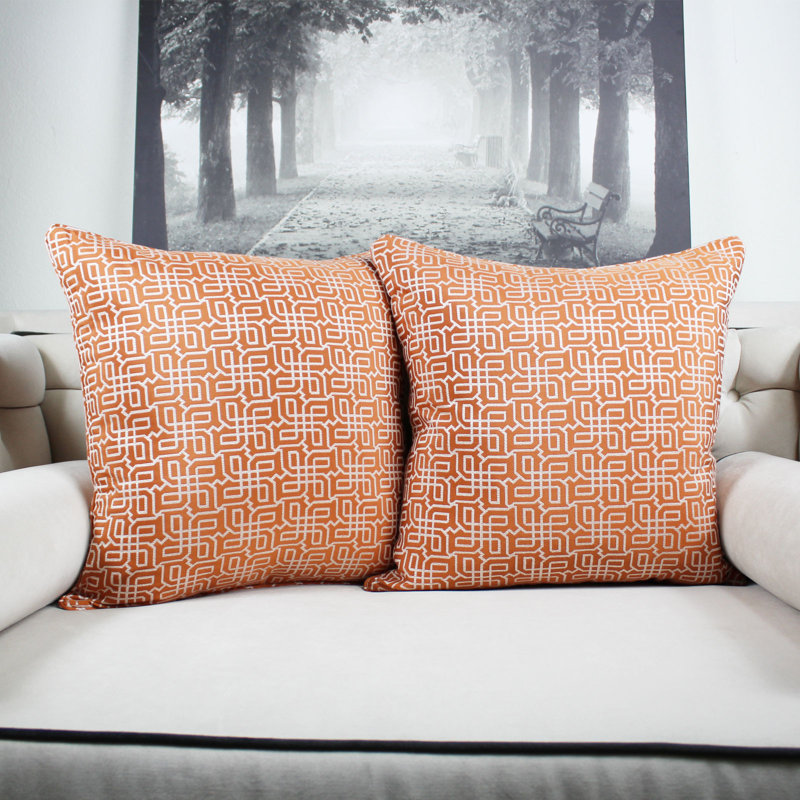 Geometric Reversible Throw Pillow, Orange