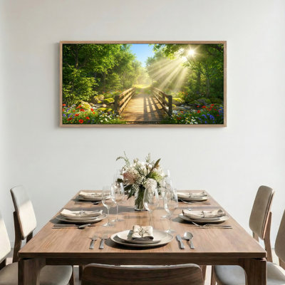Tableau encadré sur toile « Forêt ensoleillée », 1 pièce, 147 x 71 cm