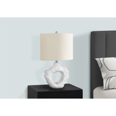 Lighting, H 25 po, lampe de table, résine crème, abat-jour ivoire / crème, moderne