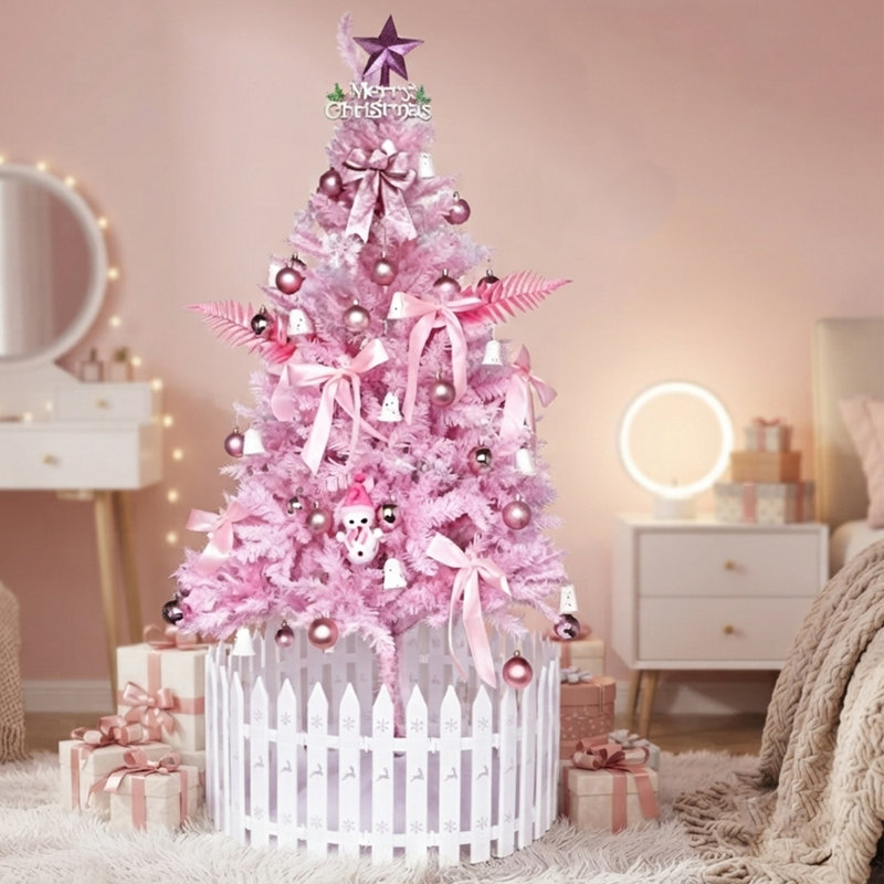 Arbre de Noël artificiel rose 71 pouces