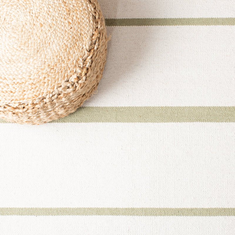 Estref Hand Woven Cotton Striped Rug, Rectangle 4' x 6'