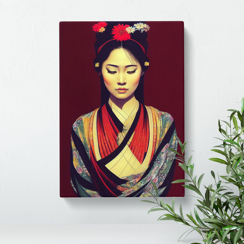 XV1022-4X A Beautiful Geisha No.2 - Print, 50cm H x 35cm W, Wrapped Canvas
