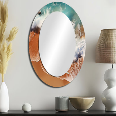 Grand miroir mural ovale en métal Rocky Beach