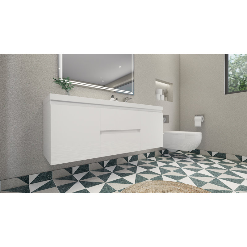 Single Bathroom Vanity with Acrylic Top, White