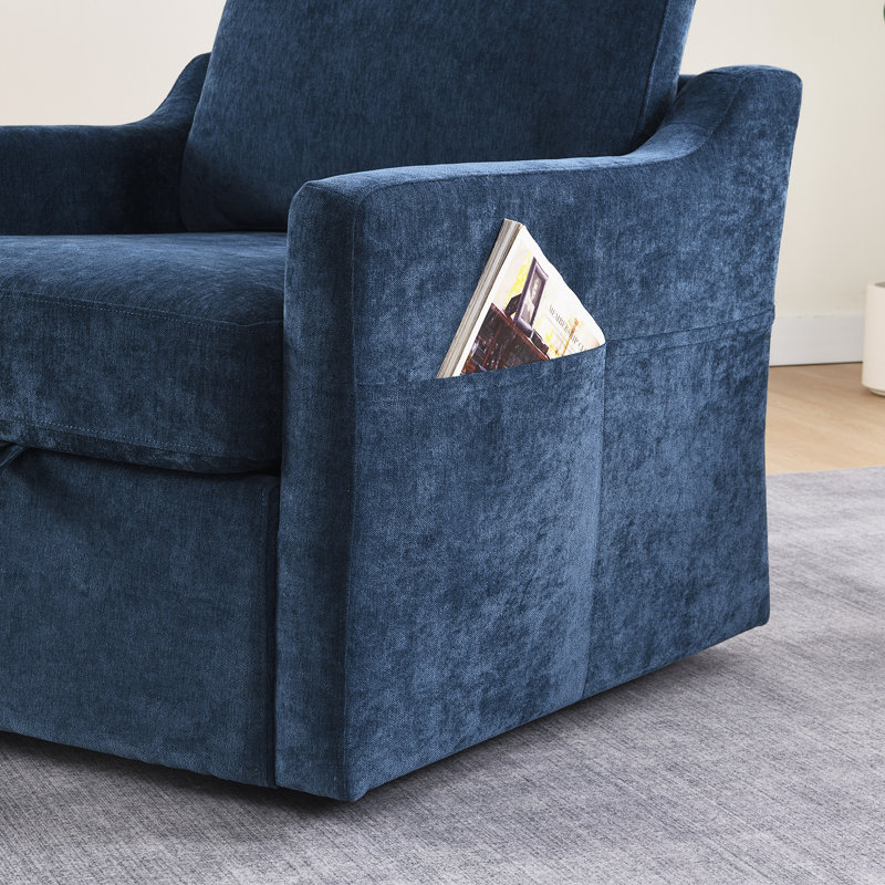 Fauteuil pivotant avec tissu chenille doux, Marine