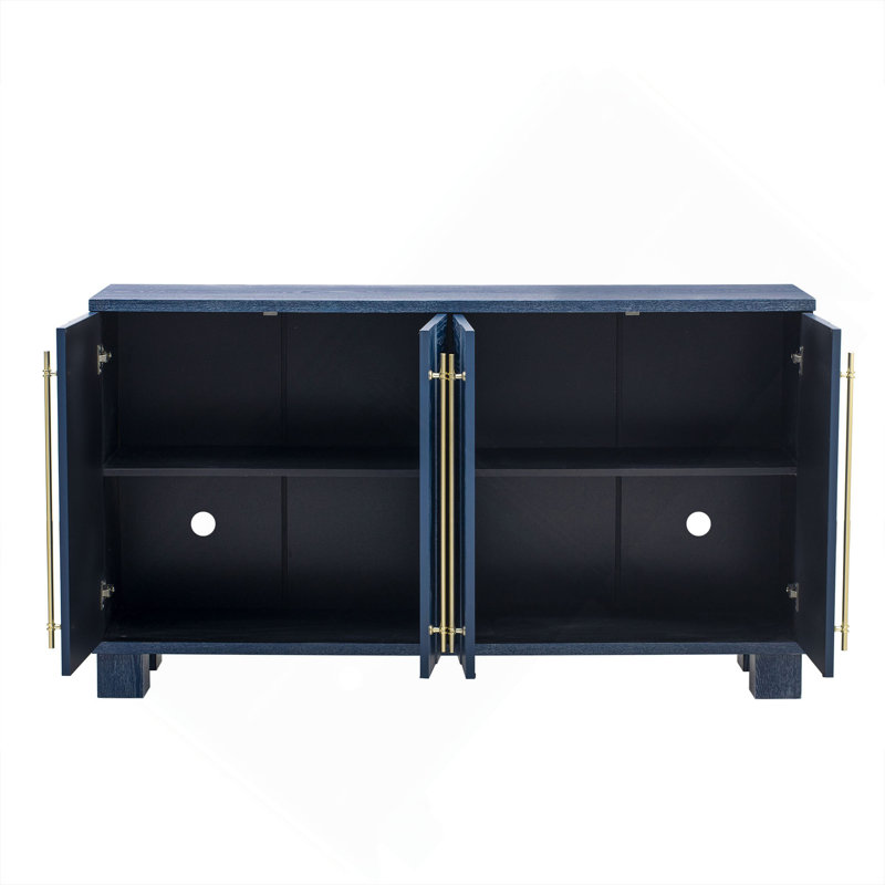 Sideboard Buffet Cabinet with Storage, Wood Sideboard with Adjustable Shelves and Gold Handles for Kitchen, Dining Room and Living Room