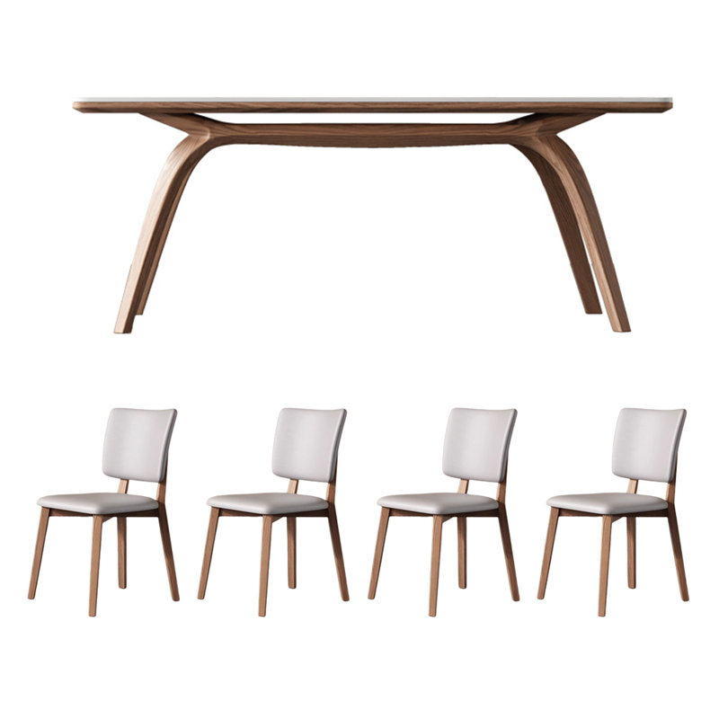 French modern simple rectangular dining table set, 29.9"H x 63"L x 31.5"W