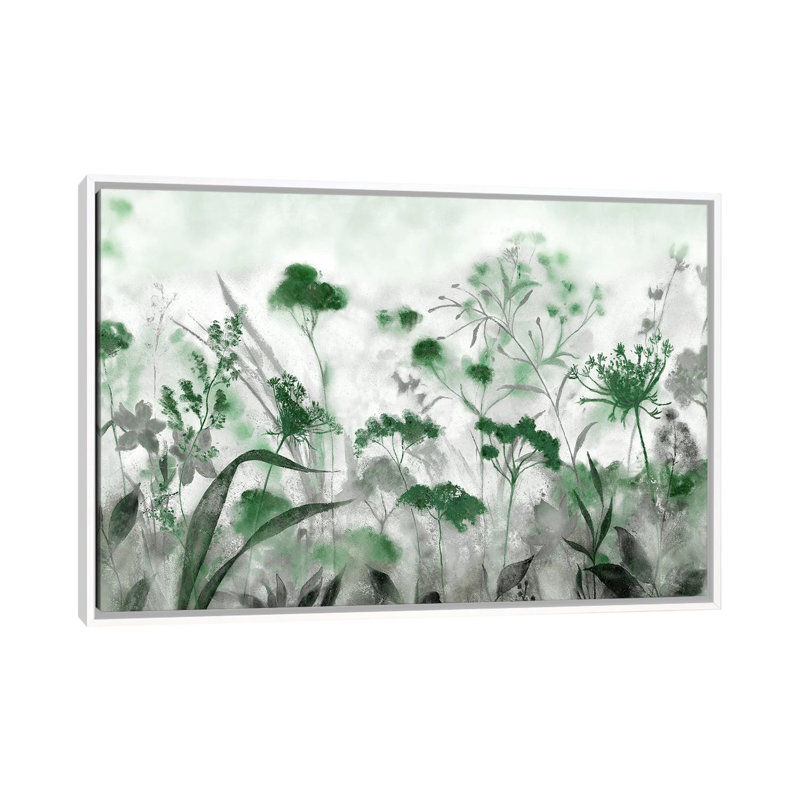 Encre indigo, Toile avec cadre flottant blanc, H 32 po x l 48 po, Vert