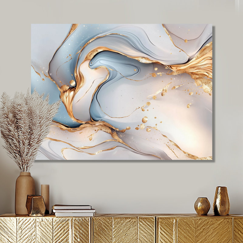 «Midnight Sky», agate liquide I - impression murale abstraite en métal, encre liquide, 24" H x 32" W x 0.84" D