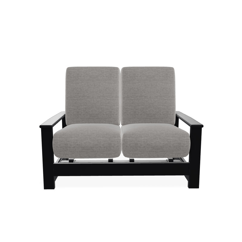 Leeward 56.5'' Wide Loveseat with Cushions, Canvas Granite Sunbrella® Canvas, Black
