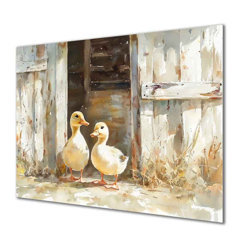 «Ducks Portrait At The Farm I», impression d'art mural en métal moderne, H 30 po x l 40 po