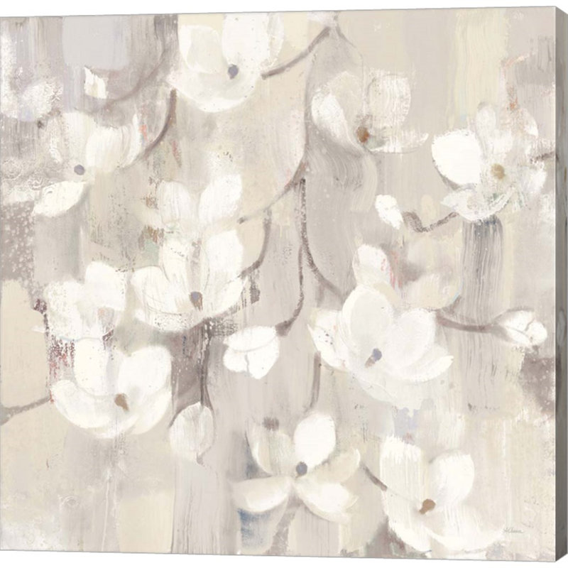 «Magnolias In Spring II Neutral» par Albena Hristova, art mural sur toile, H 12 po x l 12 po x P 1,5 po