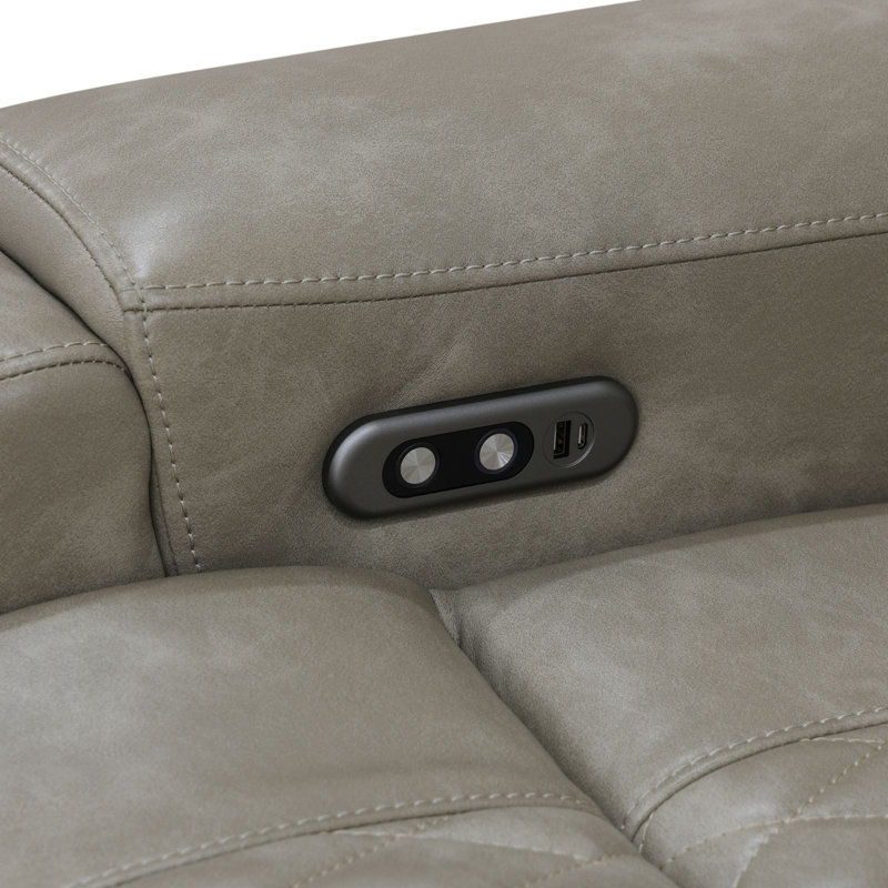 Ensemble de canapé inclinable 3 pièces en cuir respirant, Similicuir gris