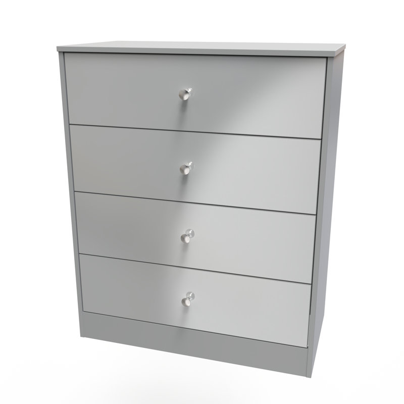 Fully Assembled Alasha 4 - Drawer Chest of Drawers, Uniform Grey Gloss/Dusk Grey