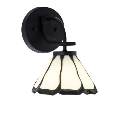 Applique murale Simson Cavella au fini noir mat avec perle de 7 po et verre d'art Black Flair