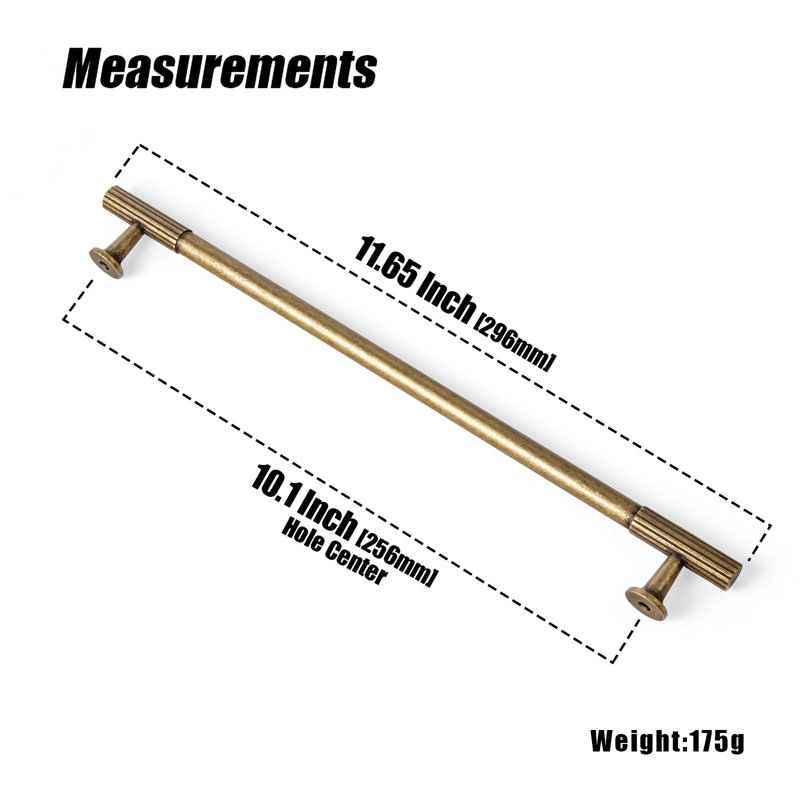 Bar / Handle Pull Multipack, Brushed Gold, 10", 6-Packing