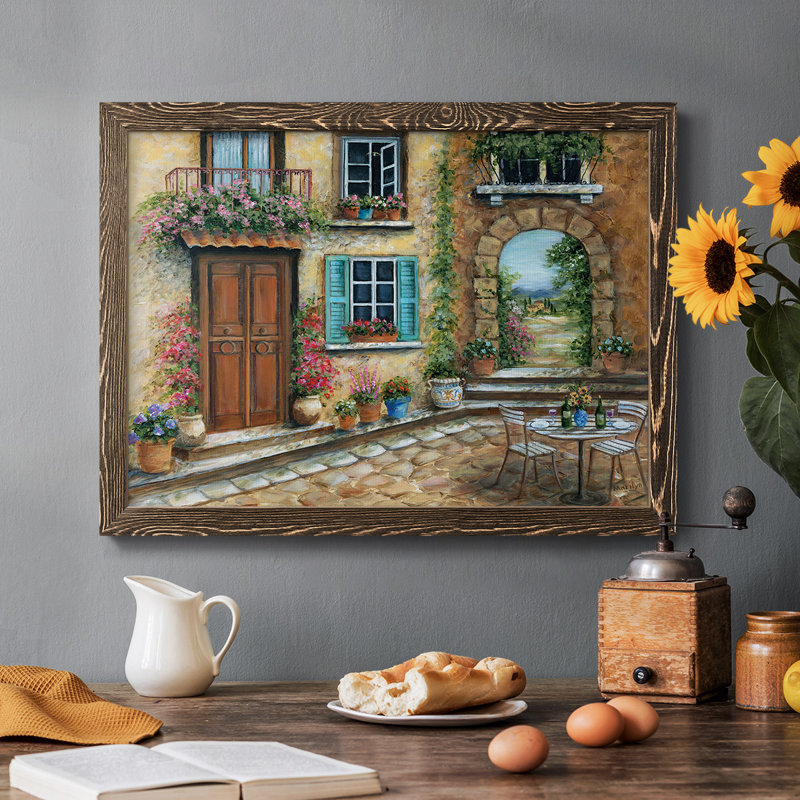 Tuscan Courtyard - Reproduction de photo sur toile simple, Noyer, H 28 po x l 42 po x P 1,5 po
