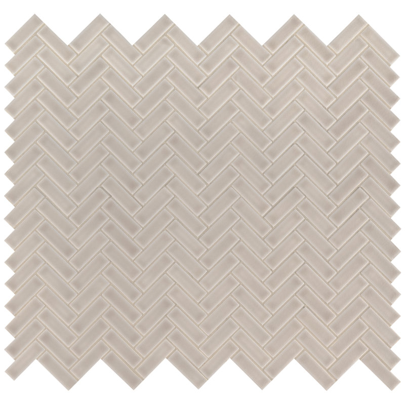 Chapel Frost Herringbone 12 in. x 12 in. Glossy Ceramic Mosaic Wall Tile, Chapel Frost