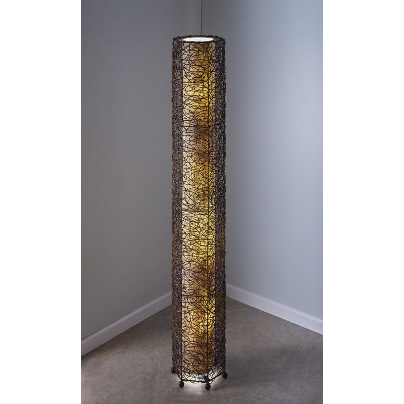 Quintan 72'' Black Column Floor Lamp, Natural