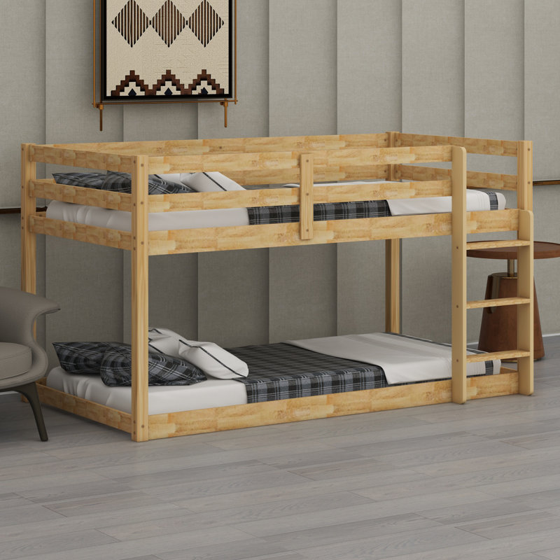 Lit superposé en bois avec échelle, Naturel