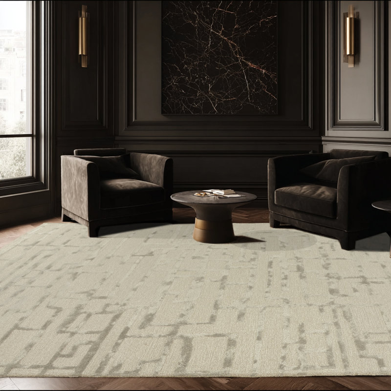 Tapis en laine / tencel touffeté à la main, 8'9" x 11'9"