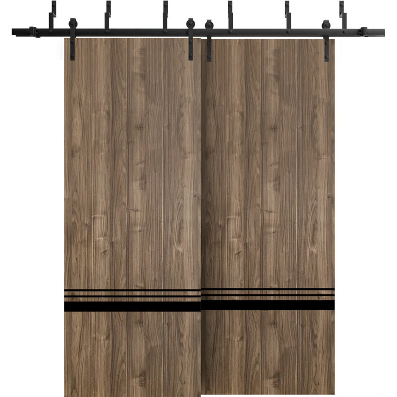 Porte de grange en bois massif massif, 48 po x 96 po, Noyer