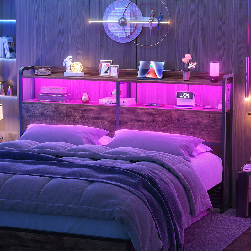 Têtes de rangement avec prises, ports USB et lumière DEL, Jaune, Grand