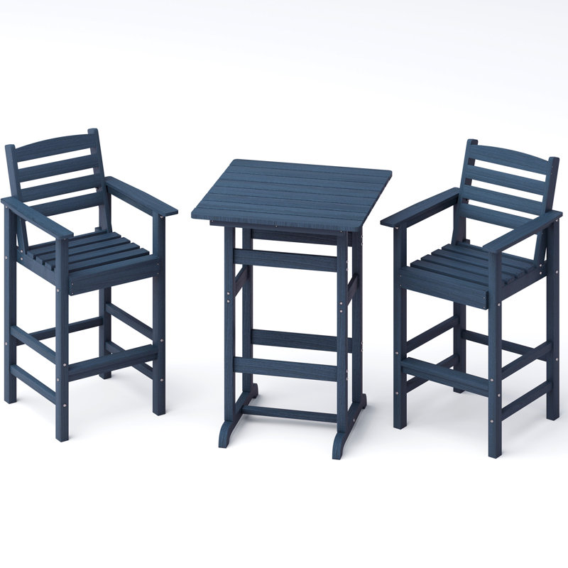 2-Person HDPE Outdoor Oversize Sturdy Bar Set, Blue