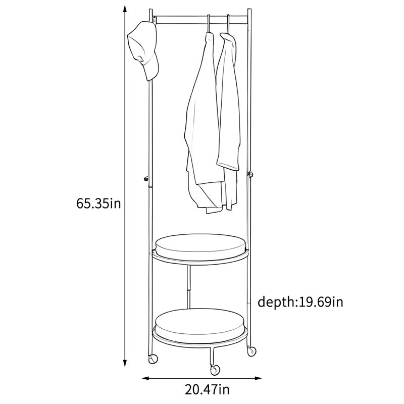 Dual-Layer Coat Rack with Stainless Steel Frame