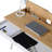 Techni Mobili Modern Multi-Storage Computer Desk, Pine Finish With Durable PVC Laminate And White Steel Legs For Enhanced Durability And Style.