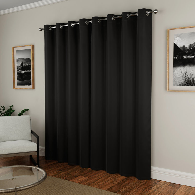 Stefany Room Darkening Curtain, 117 W x 137 D cm, Black